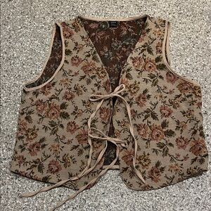 SHEIN Floral Lace-Up Vest - Tan and Brown